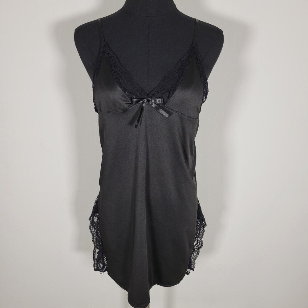 Y2K Black Lace Slip Dress XL Lingerie Whimsigoth Goth Witchy Dark Academia